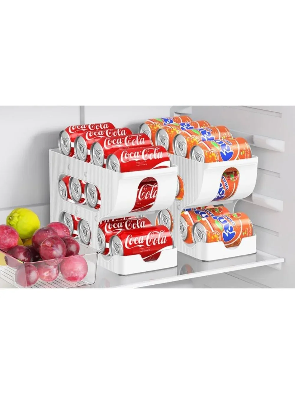 Space-Saving Soda Can Organizer 2-Pack | Automatic Rolling Drink Dispenser for